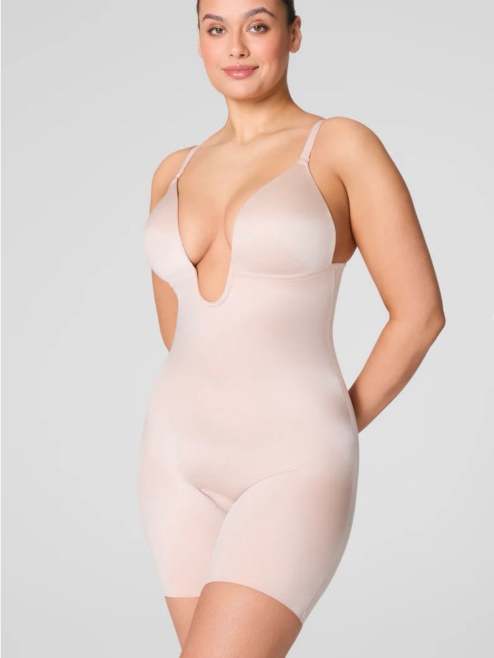 Spanx Shape Suit Your Fancy Plunge Low-Back Mid-thigh Bodysuit